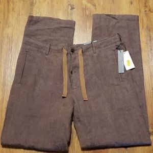 Perry ellis nwt linen buttonfly tie waist pants